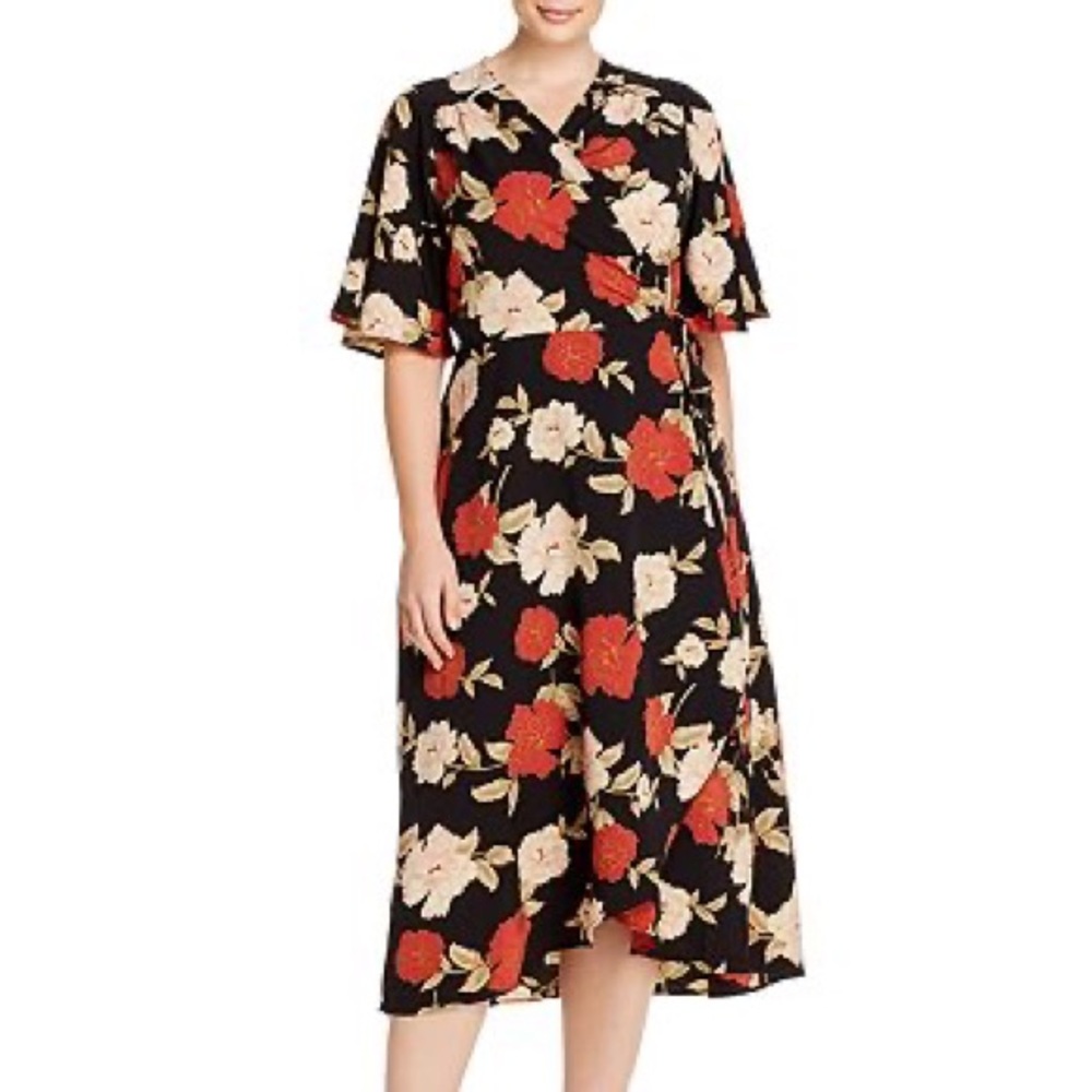 B Collection by Bobeau Orna Floral Print Wrap Dress, 2XL
